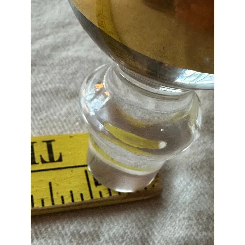 Vintage Ball Art Glass Decanter Stopper gold plated Mid-Century Modern